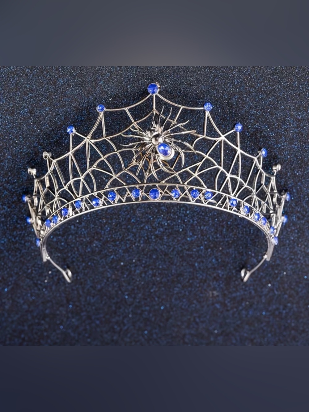 Black & Blue Rhinestone Spiderweb Tiara